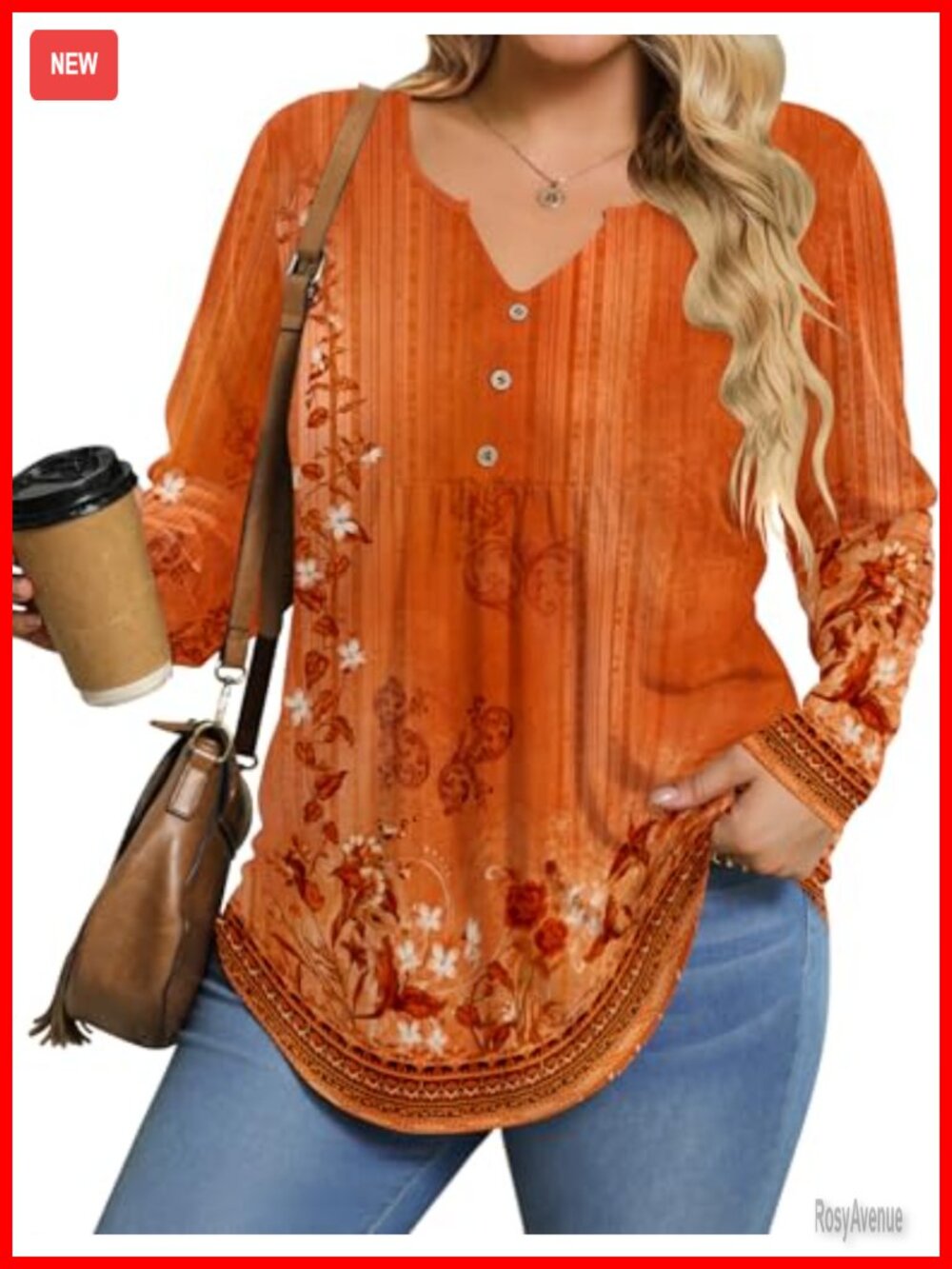 Plus Size Long Sleeve V-Neck Tunic Top Blouse